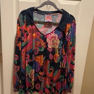 Johnny Was Multicolor Floral Blouse